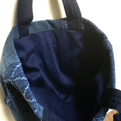 【A5対応】【散歩用】藍染刺し子剣道着リメイク ミニトートバッグ 17 7枚目の画像