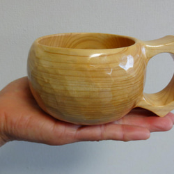 　ヒノキの一木彫りコーヒーカップ 1枚目の画像