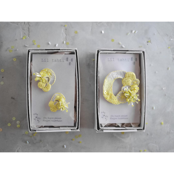linen mimosa刺繍ピアス/イヤリング【受注制作】 15枚目の画像