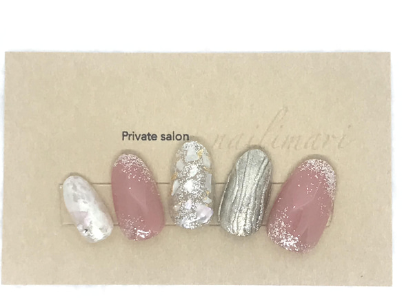 #004 ネイルチップ　ニュアンスネイル　ミラーネイル　シェルネイル ミラーネイル/シェルネイル/ラメネイル/シルバーラメネイル/ニュアンス