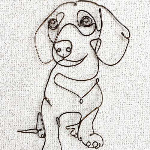 ワイヤーアート　ダックスちゃん ダックスフンド のさんぽ 】 ワイヤーアート 壁飾り 飾り 犬