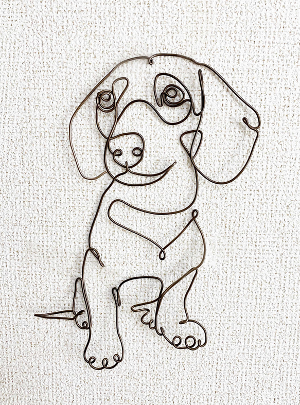 ダックスフンドのワイヤーアート ウォールステッカー・ウォールデコ