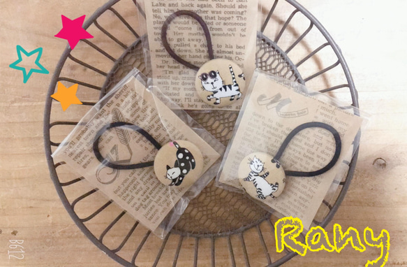 親子くるみボタン　ヘアゴム　3個セット　木の実　親子コーデ　姉妹コーデ　オレンジ 0_2ac6a1e6e2dab97673f9f9220637