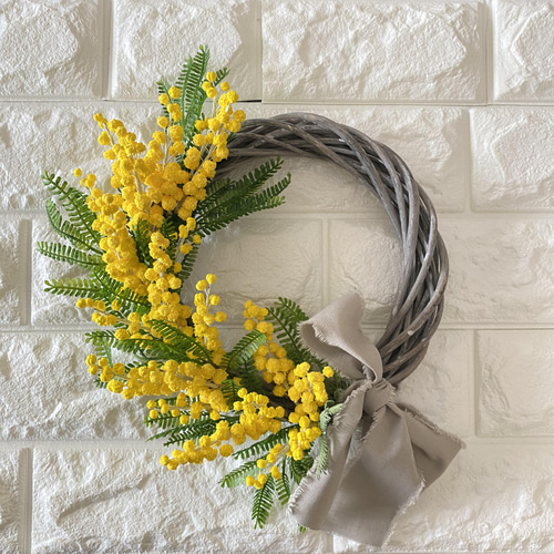 9.ミモザハーフリース ミモザのハーフリース リース pre_deux 通販 17137301｜Creema