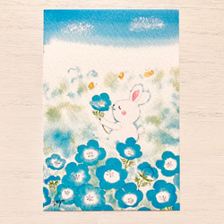 原画、キャンバス「イースターうさぎ」紫　－かわいい絵 原画、キャンバス「イースターうさぎ」緑 －かわいい絵 うさぎ