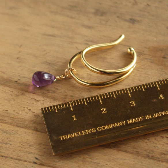 二月生日石、紫水晶（普通寶石）耳骨夾 第2張的照片