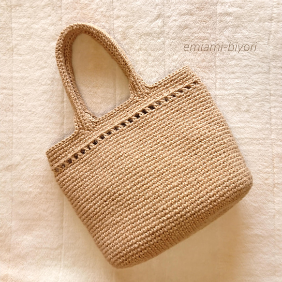 ♥️手編み♥️麻紐バッグ♥️かごバッグ♥️夏バッグ♥️ 再販32＊ 手編み 麻紐バッグ 麻バッグ リネンバッグ 麻紐 麻ひも