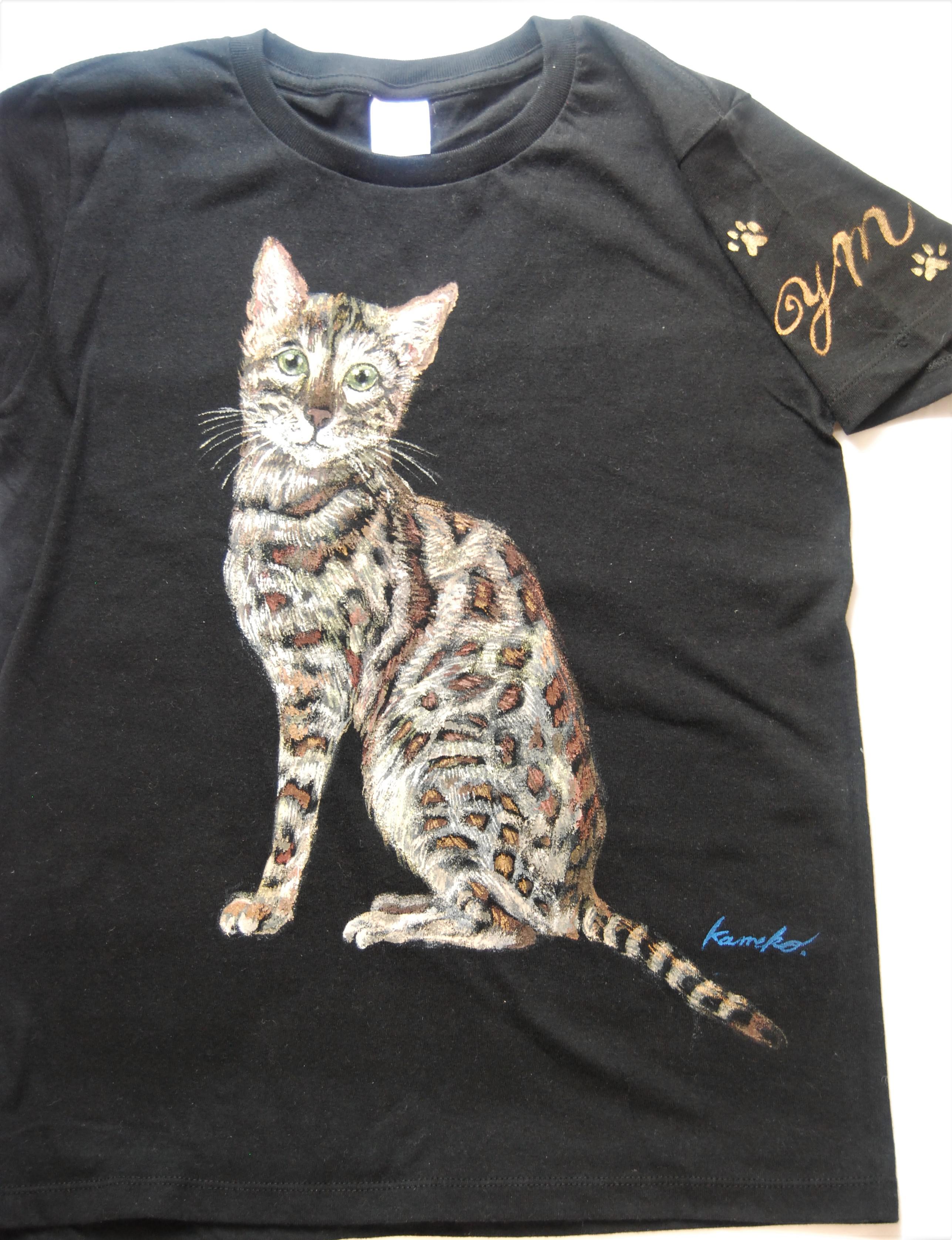 ペット　似顔絵 猫Tシャツ　お好きなポーズ・写真で♪　リアル描写