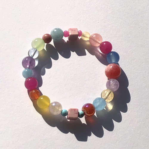 天然石 多色 ブレスレット カラフル天然石ブレスレット ブレスレット pwspk 通販 13309992