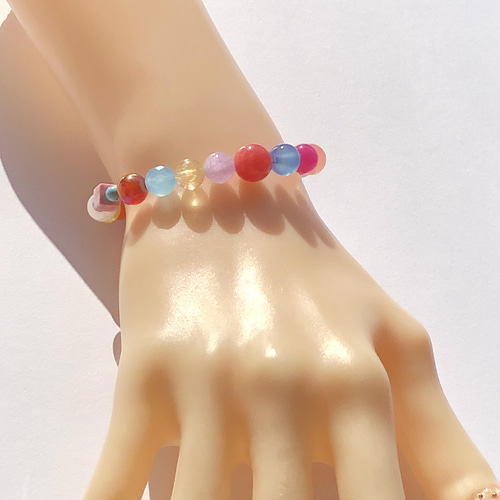 カラフル天然石ブレスレット ブレスレット pwspk 通販 13309992