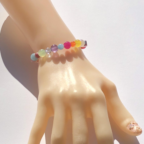 カラフル天然石ブレスレット ブレスレット pwspk 通販 13309992