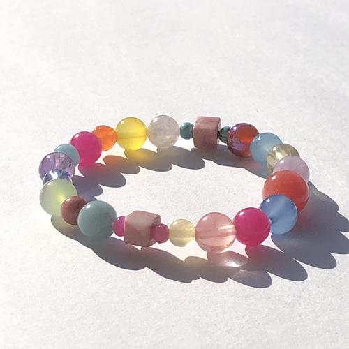 カラフル天然石ブレスレット ブレスレット pwspk 通販 13309992