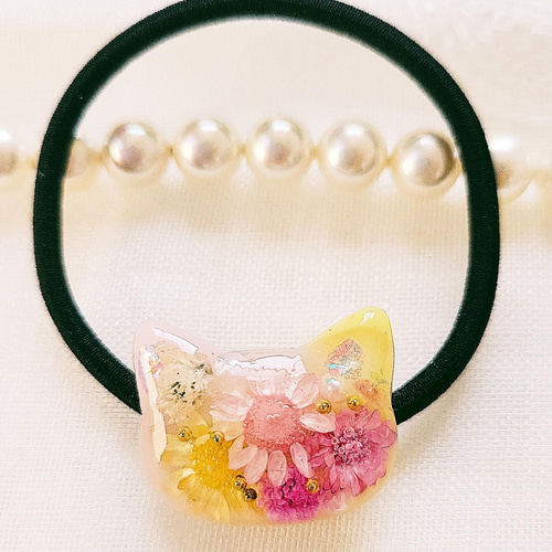 レジンヘアゴムミントホワイト透け感大人爽やか春