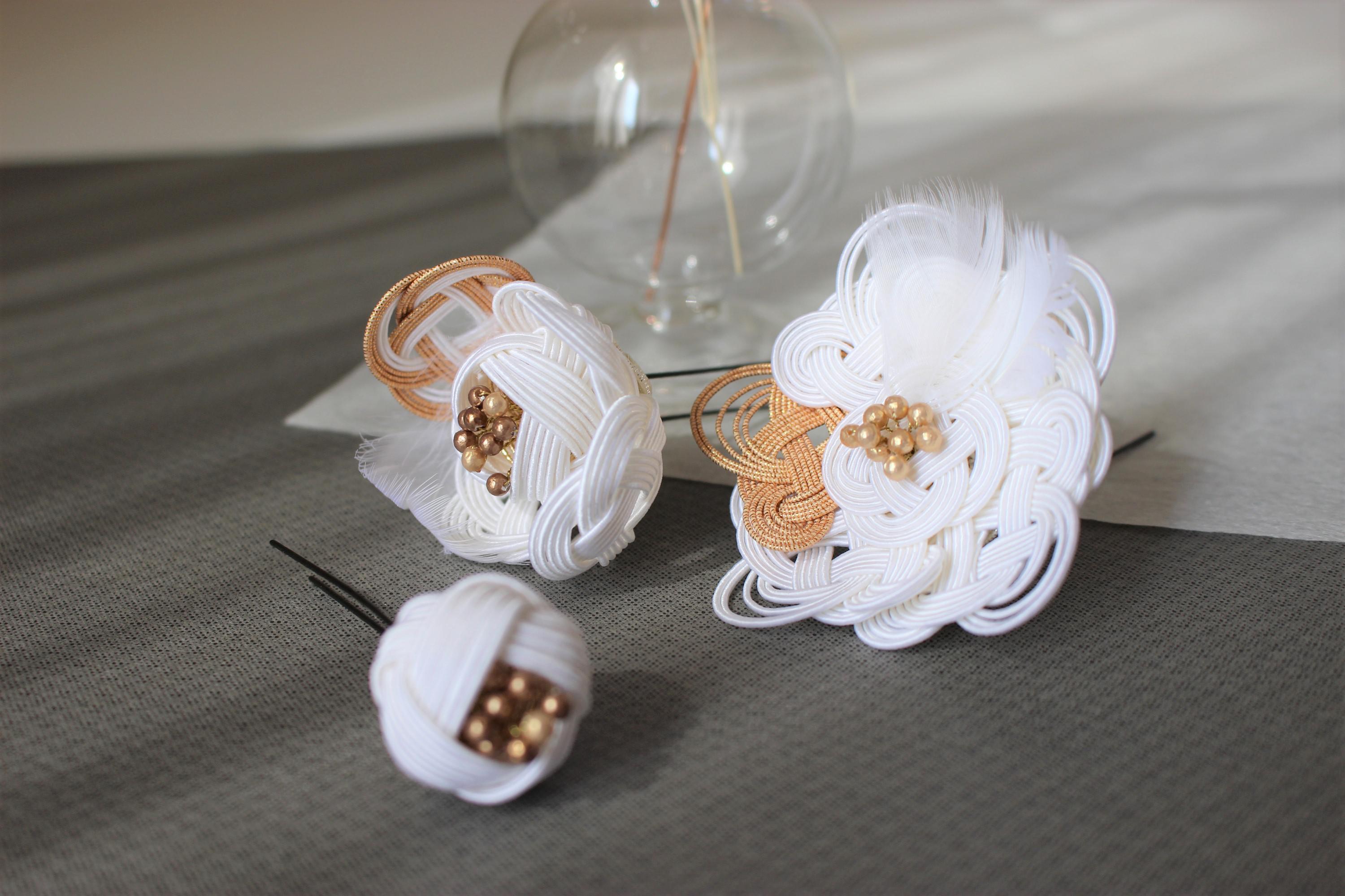 ひとひら雪花　水引花髪飾り