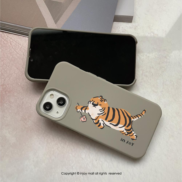 iPhone 15/14/13/12/11/SE3 Happy Tiger 2-in-1 落下防止ストラップ電話ケース 2枚目の画像