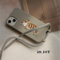 iPhone 15/14/13/12/11/SE3 Happy Tiger 2-in-1 落下防止ストラップ電話ケース 1枚目の画像