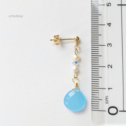 クォーツァイト・淡水パールの天然石スタッドピアス（イヤリング） *6