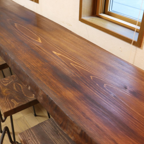 大型激安w2085一枚板ヒノキ カウンターテーブル カフェcafe