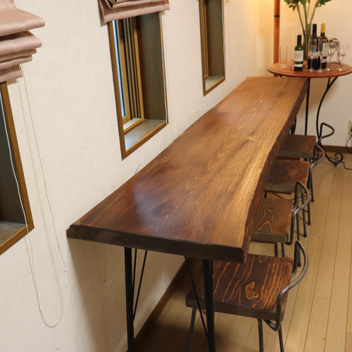 大型激安w2085一枚板ヒノキ カウンターテーブル カフェcafe