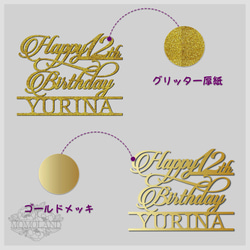 【名前入り】誕生日ケーキトッパー HappyBirthday~!custom made cake topper 5枚目の画像