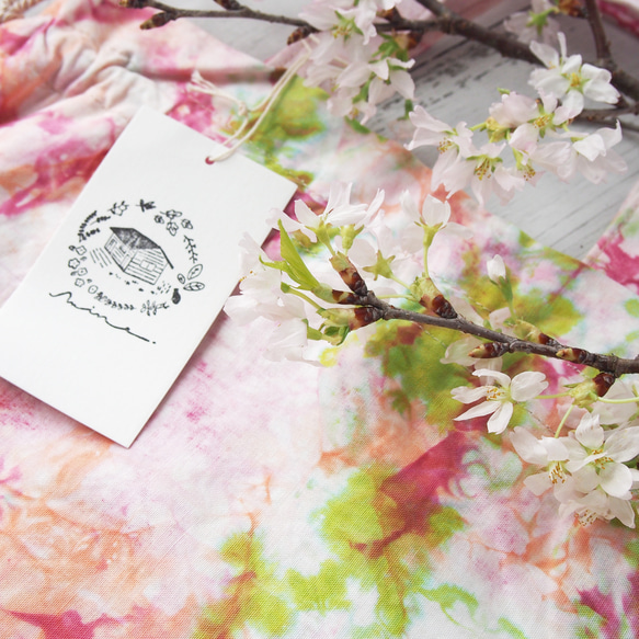 【花色染め巾着バッグ・桜PINK】２way/ 内ポケット付き 4枚目の画像