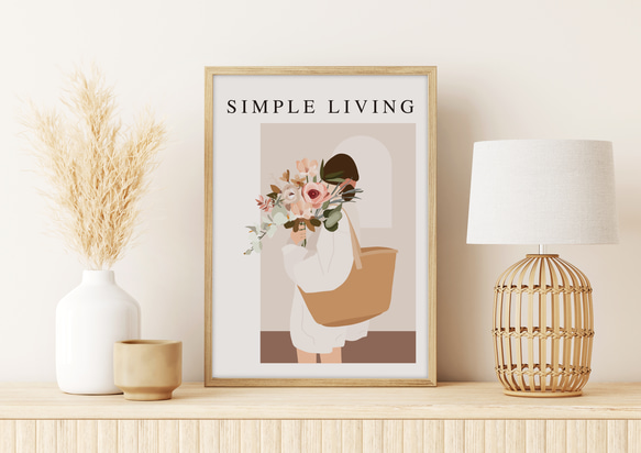 春のおしゃれイラストポスター / SIMPLE LIVING / 花 アートポスター / シンプル 2枚目の画像