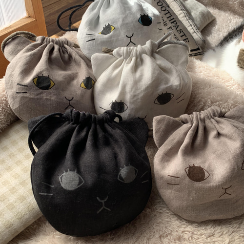 猫さん巾着Bタイプ 猫巾着 巾着袋 Poponet+ 通販 13310926｜Creema