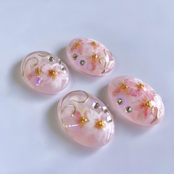 glass oval cherry blossoms Earrings 8枚目の画像