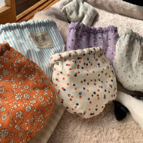 猫さん巾着Aタイプ 猫巾着 ねこ巾着 ネコ巾着 巾着袋 Poponet+