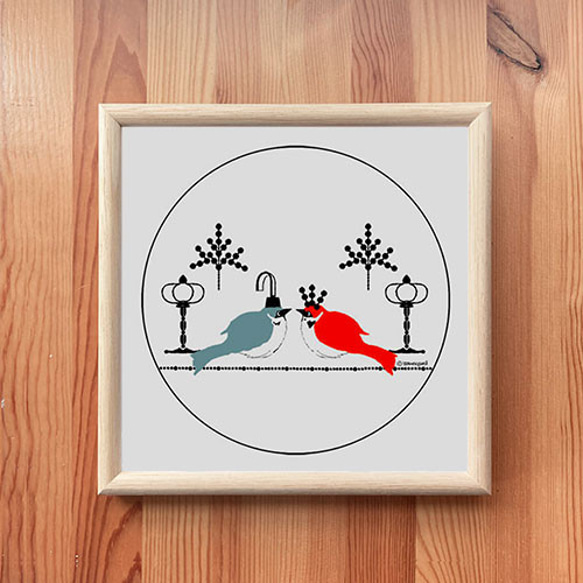 季節のイラストレーション_[小鳥のひなまつり]　インテリアイラストポスター 3枚目の画像