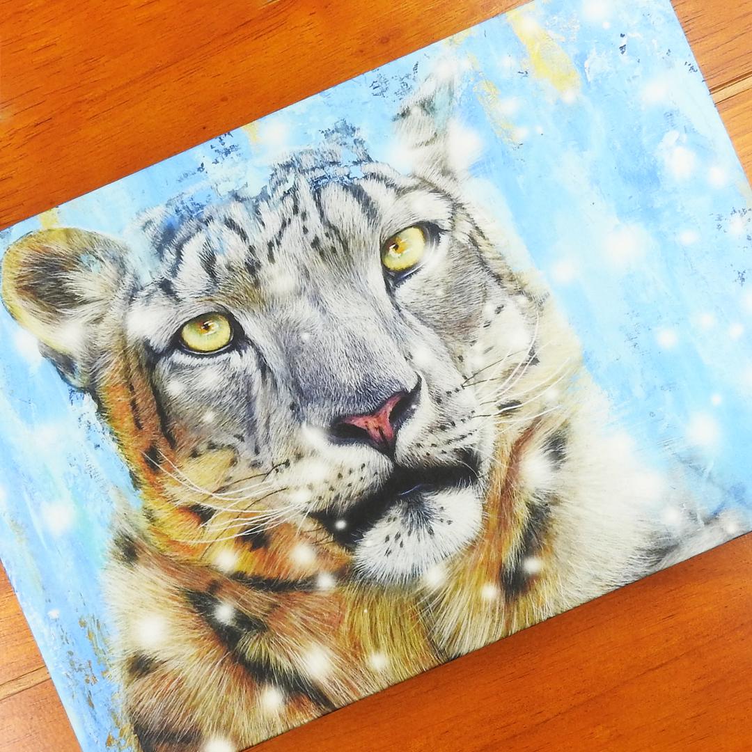 絵画パネル 「Snow leopard（ユキヒョウ）」 A5サイズ 絵画 おやびんの