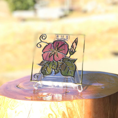 ステンドグラス風グラスアート飾り盾☆朝顔☆ その他インテリア雑貨