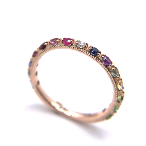 ハーフエタニティリング/k10/グリーンサファイア/グリーンガーネット