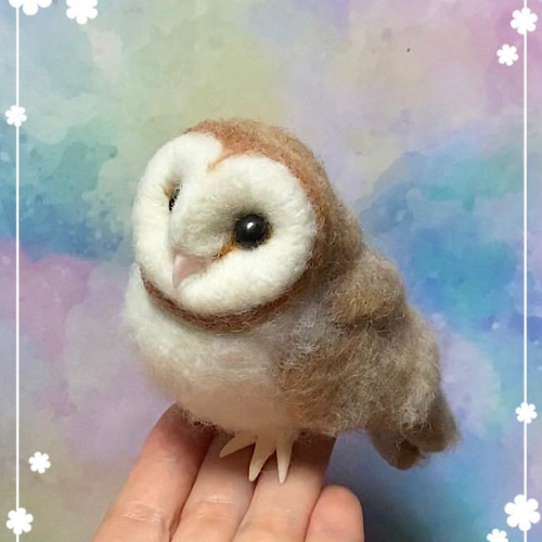 羊毛フェルト　メンフクロウ 羊毛フェルト。メンフクロウ。フクロウ、インテリア 羊毛