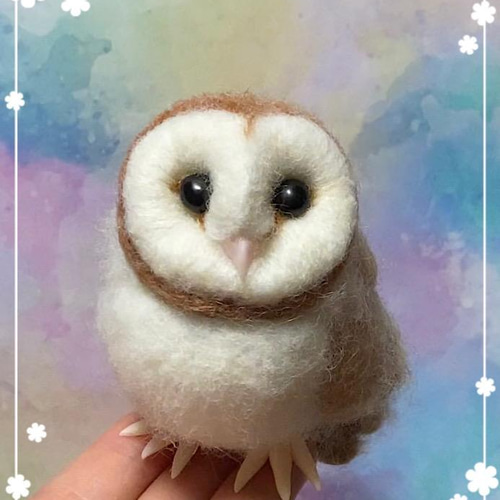 羊毛フェルト　メンフクロウ 鈴木工房／羊毛フェルトのフクロウ「メンフクロウ」 - 鳥