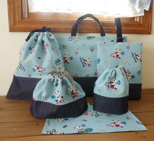 入園 入学セット パンダ・水色・デニム