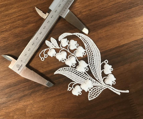 再販 ◇ ラスト ◇ 1枚 ◇ すずらん柄 B ◇ モチーフレース ◇ 日本製 ◇ M-lace-No,095 4枚目の画像