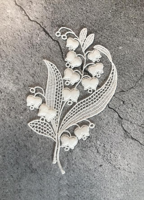 再販 ◇ ラスト ◇ 1枚 ◇ すずらん柄 B ◇ モチーフレース ◇ 日本製 ◇ M-lace-No,095 5枚目の画像