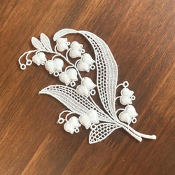 再販 ◇ ラスト ◇ 1枚 ◇ すずらん柄 B ◇ モチーフレース ◇ 日本製 ◇ M-lace-No,095 3枚目の画像