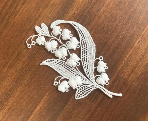 再販 ◇ ラスト ◇ 1枚 ◇ すずらん柄 B ◇ モチーフレース ◇ 日本製 ◇ M-lace-No,095 3枚目の画像