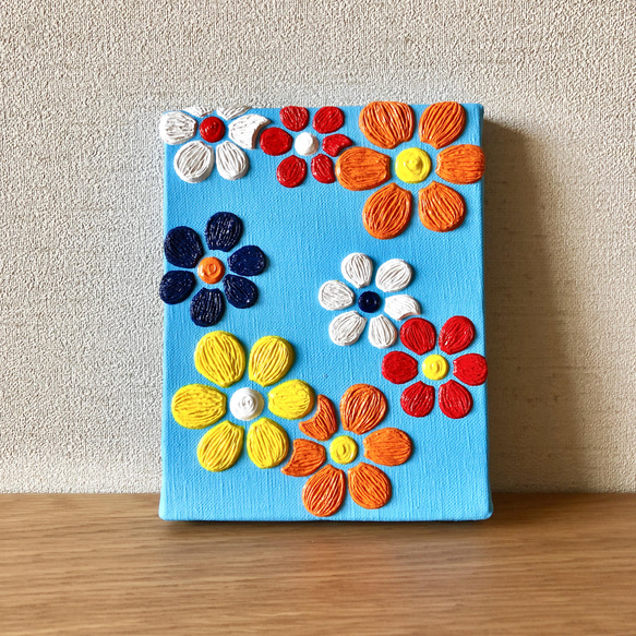 原画】お花のキャンバスアート(ブルー) 絵画 arata kanako 原画】お花のキャンバスアート(ブルー) 絵画 arata kanako