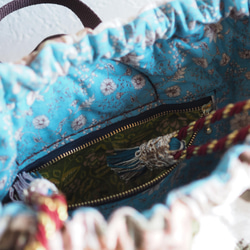 ジャガード織猫型巾着リュックバッグ(一点作品/送料無料) 4枚目の画像