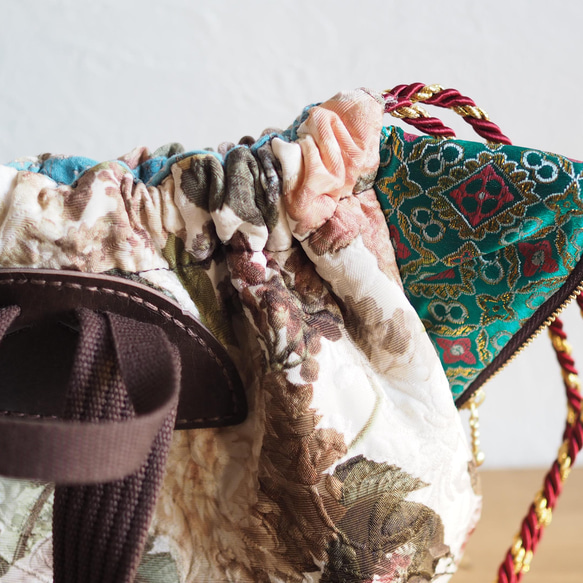 ジャガード織猫型巾着リュックバッグ(一点作品/送料無料) 3枚目の画像