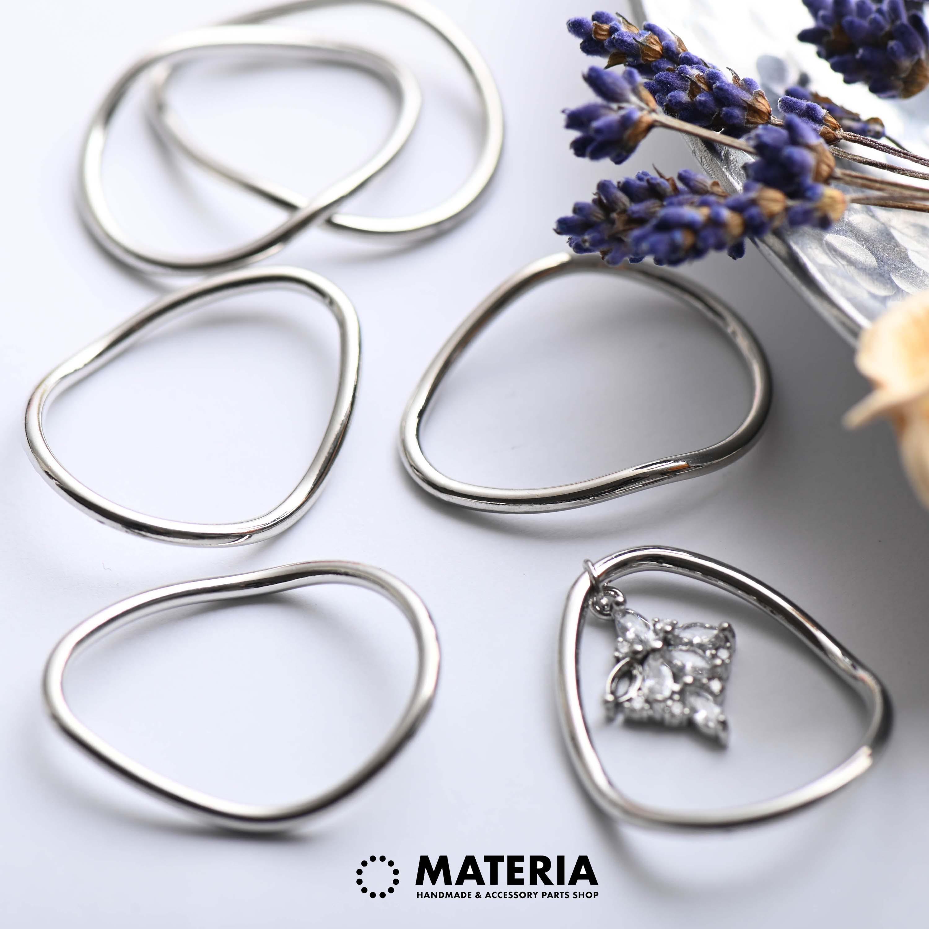 不規則リングパーツ シルバー大 4個 フープ デザインリング コネクター 