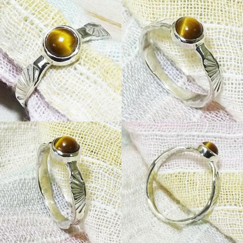 Silver925 Ring タイガーアイ 虎目石 シルバーリング 22号 13.8g