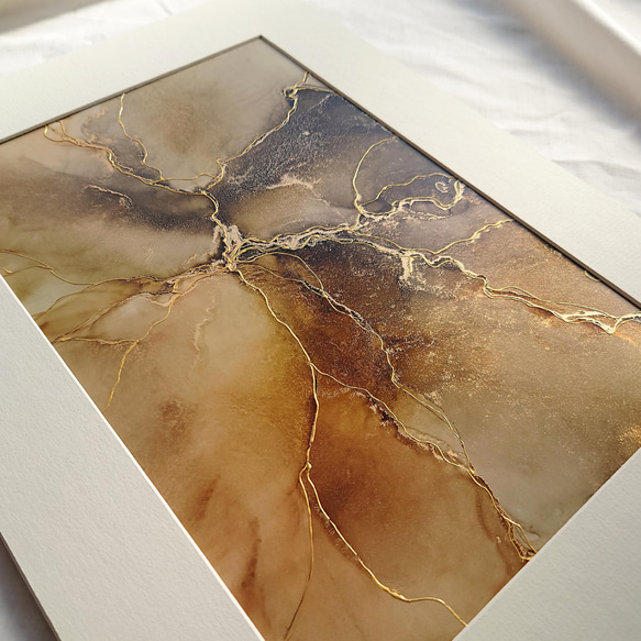 大理石のようなアルコールインクアートパネル⭐︎原画 アルコール