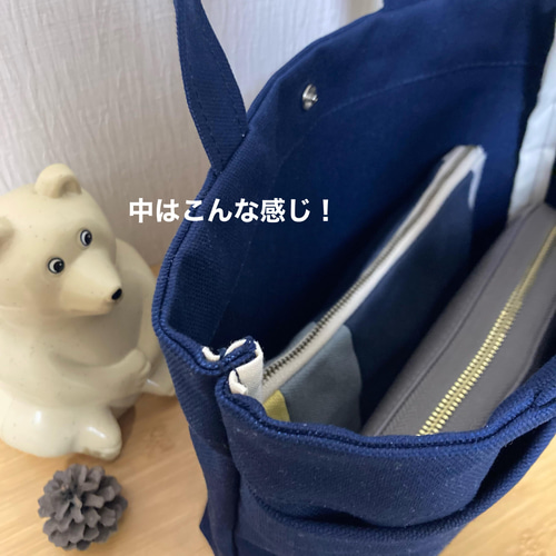 ハンドメイド　ヴィンテージ帆布トートバッグ‎✼✼٭٭‎‎snow٭‎٭‎✼✼様 いつものトートS：ワサビ×クロ×Pクロ（高島帆布トートバッグ