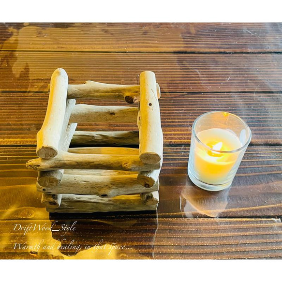 流木インテリア 流木を組み合わせたシンプルなキャンドルホルダー 癒し アロマ 間接照明 キャンプ キャンドル付 N8 6枚目の画像