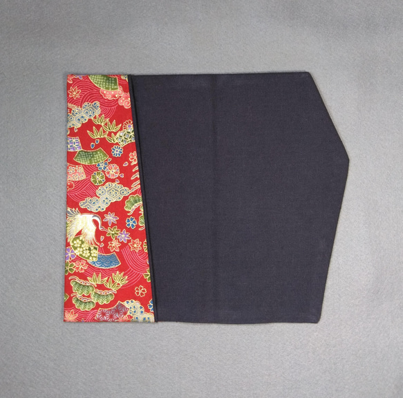 慶弔両用袱紗◆縁起◆鶴と富士山　赤 6枚目の画像