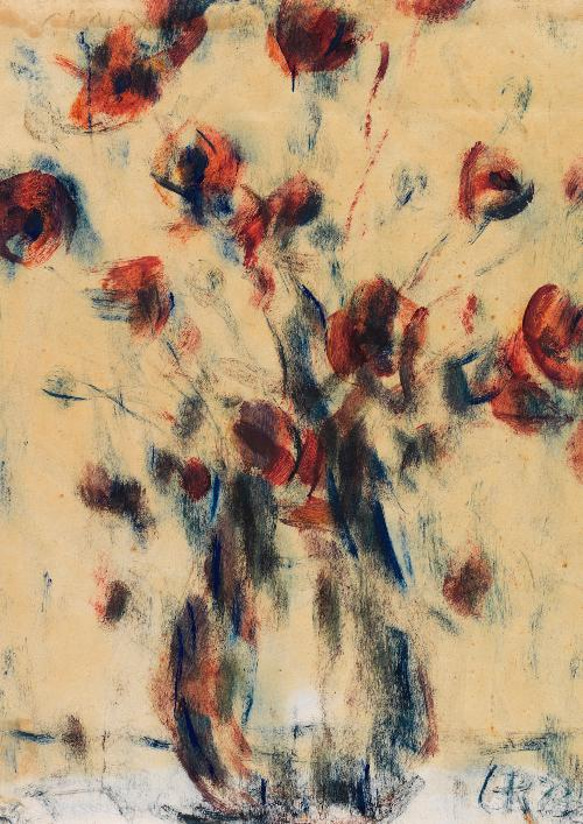 【NO.341】花瓶の抽象絵画フラワーアートポスター☆アンティークヴィンテージレトロ玄関★ハガキ2L判A3A2A1B2 2枚目の画像